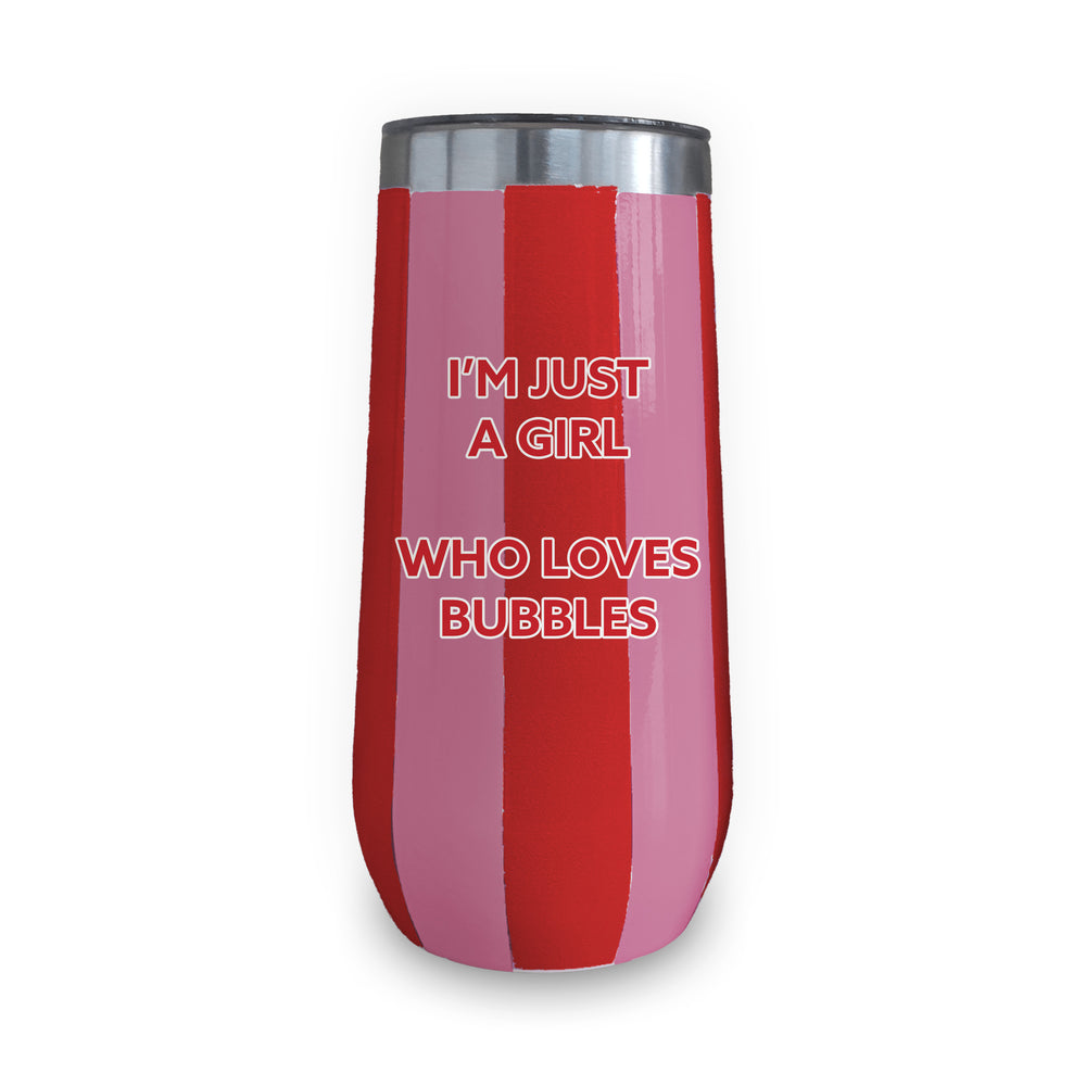 Champagne Tumbler (Pink & Red Stripe) - Just A Girl Who Loves Bubbles