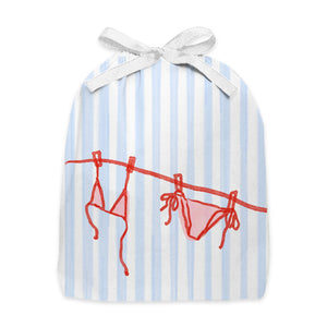 Drawstring Bag - Blue Striped Swimsuit