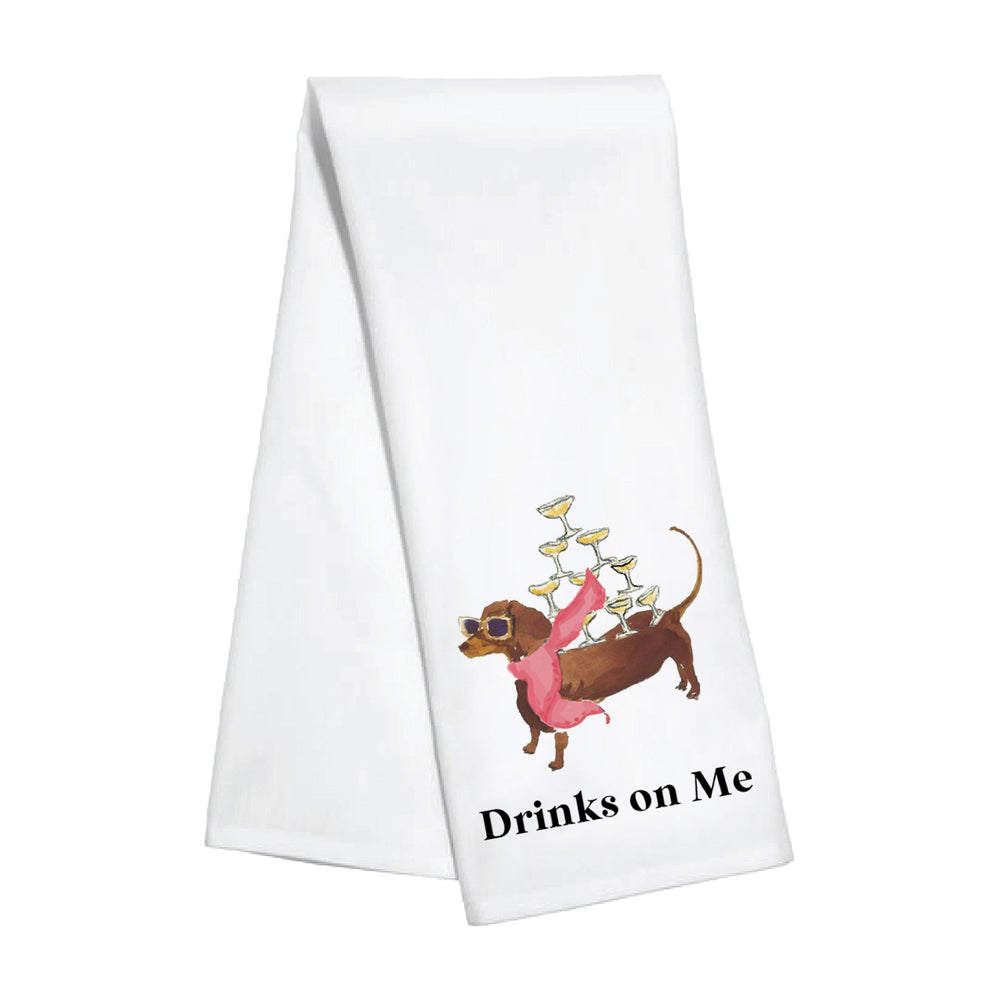 Kitchen Towel - Drinks on Me Dachshund