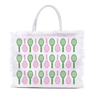 Fringe Tote Bags - Tennis Repeat