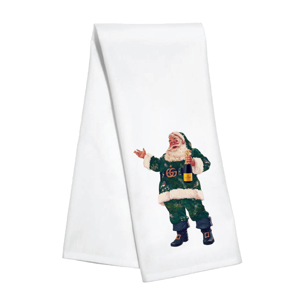 Kitchen Towel - Green Santa