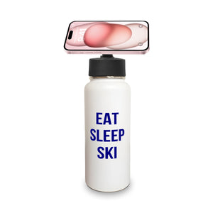 Insulated Water Bottle w/ Magnetic Phone Holder - Eat Sleep Ski