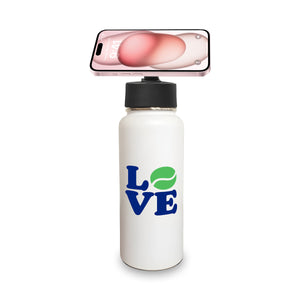 Insulated Water Bottle w/ Magnetic Phone Holder - Love Tennis Navy