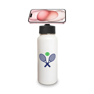 Insulated Water Bottle w/ Magnetic Phone Holder - Tennis