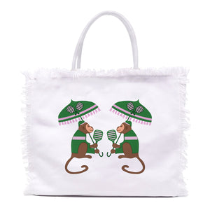 Fringe Tote Bags - Pickleball Monkeys