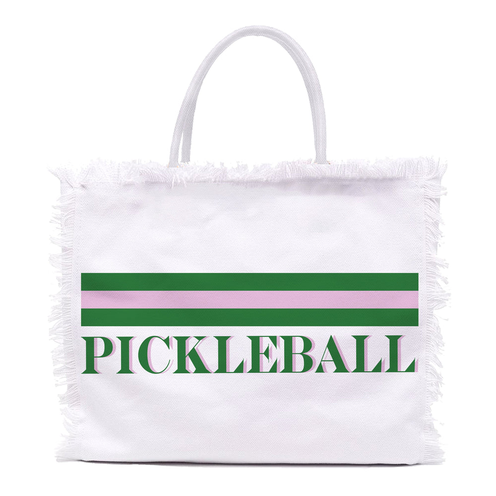 Fringe Tote Bags - Pickleball Stripe