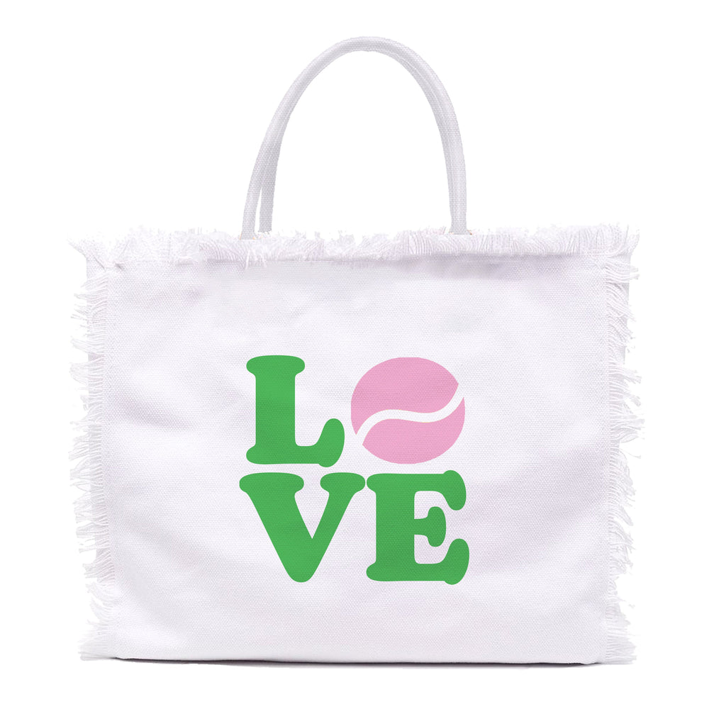 Fringe Tote Bags - Love Tennis