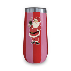 Champagne Tumbler (Pink & Red Stripe) - Red Santa Champagne