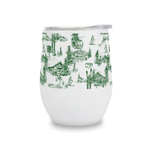 Wine Tumblers - Ski Toile