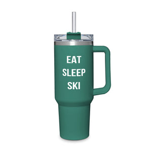 Green Water Tumbler- EAT SLEEP SKI