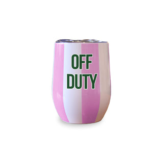 Wine Tumbler (Pink & White Stripe) - OFF DUTY