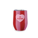 Wine Tumbler (Pink & Red Stripe) - JE T'AIME